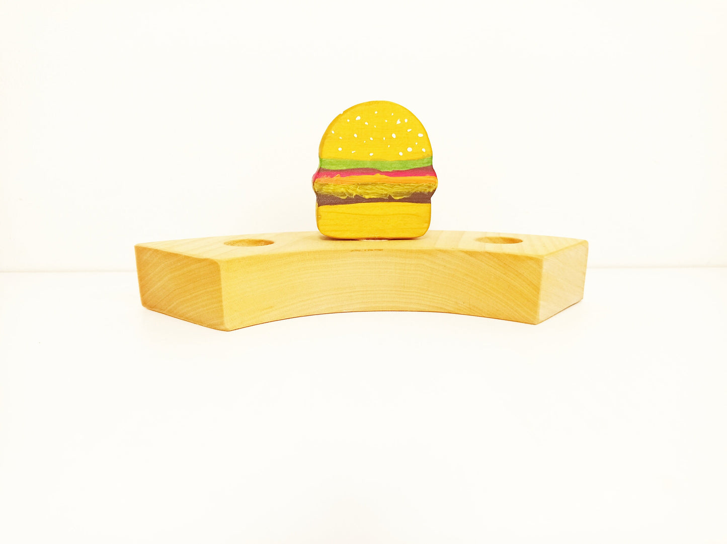 Hamburger waldorf celebration ring ornament, birthday ring ornament, waldorf food inspired burger ornament, birthday decoration, jaar ring