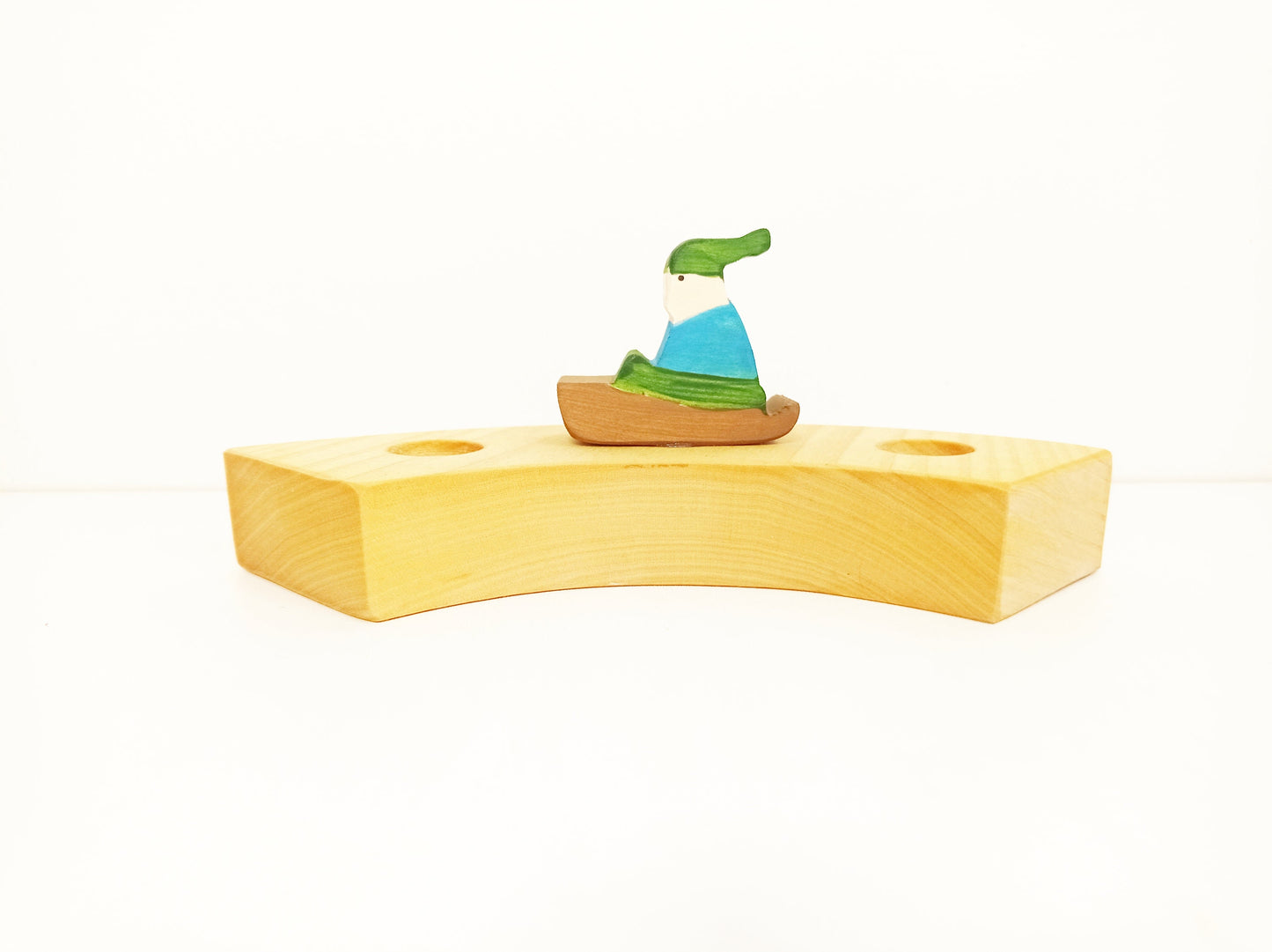 Kid on sled waldorf inspired celebration ring ornament, waldorf ring ornament, winter seasonal table decoration, sled ride ring ornament