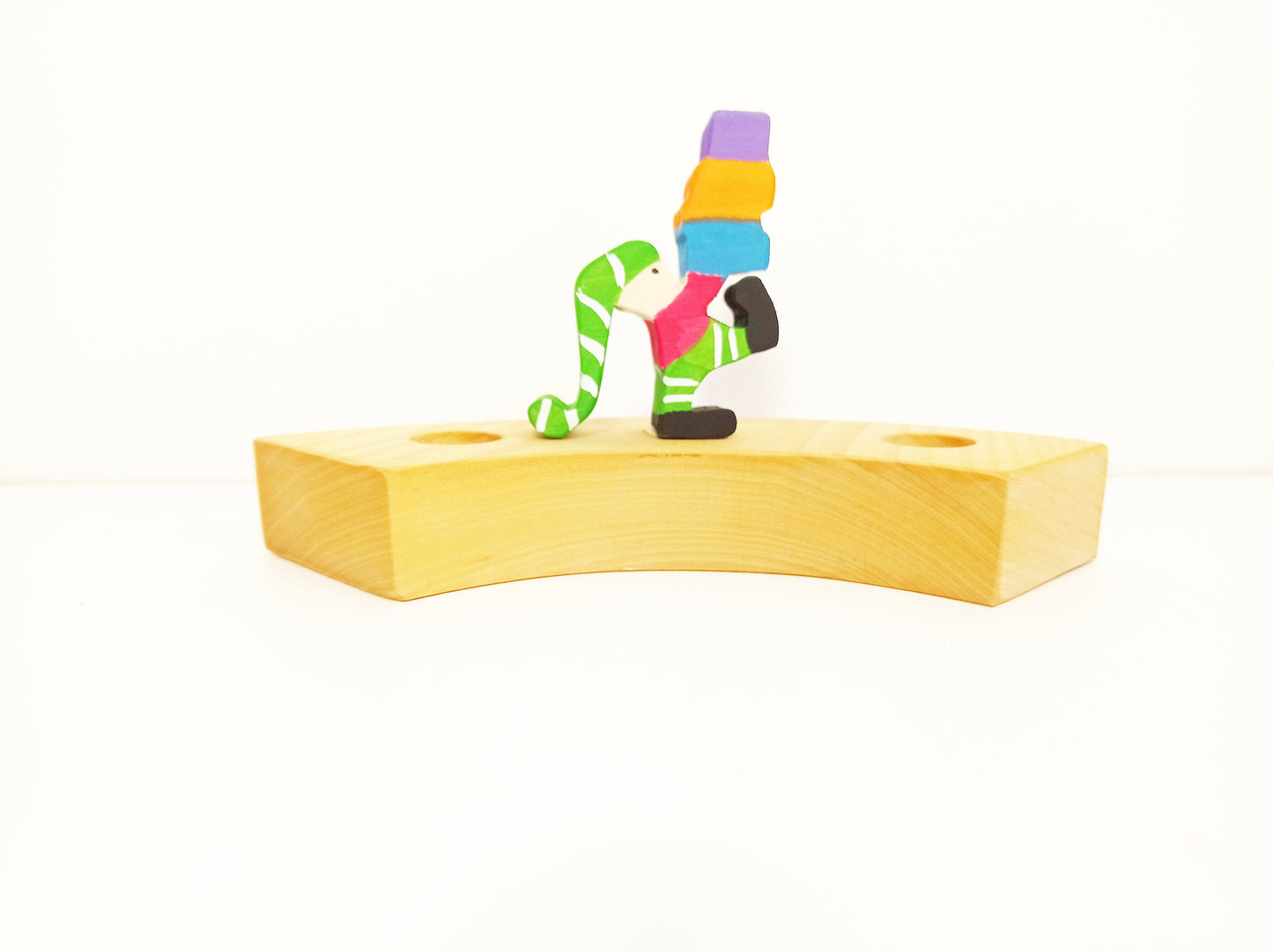 Christmas elf bringing gifts waldorf celebration ring ornament, waldorf inspired birthday ring decoration, christmas advent spiral ornaments