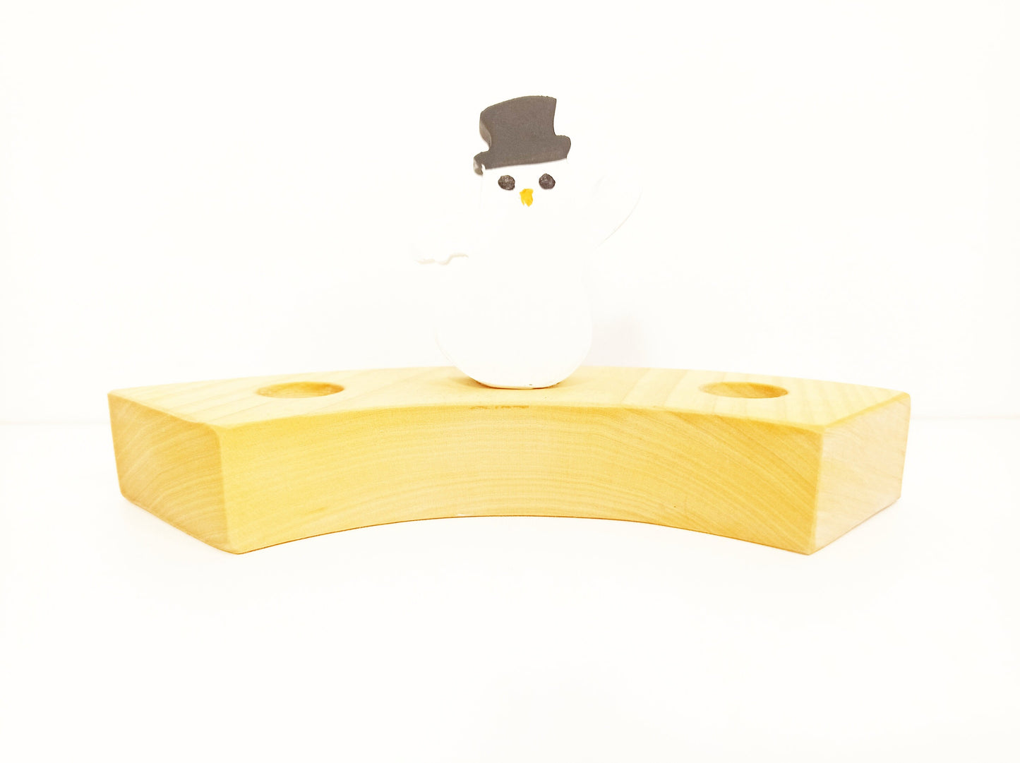 Snowman waving celebration ring ornament, waldorf birthday ring ornament, winter inspired seasonal table decor snowman, waldorf snowman