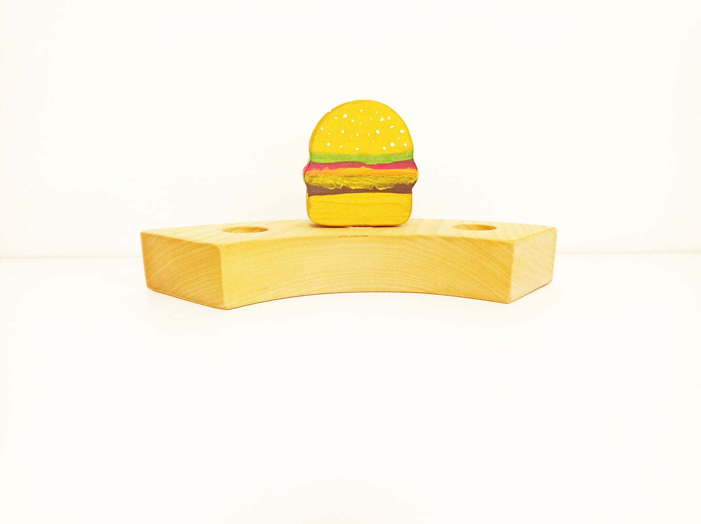 Hamburger waldorf celebration ring ornament, birthday ring ornament, waldorf food inspired burger ornament, birthday decoration, jaar ring