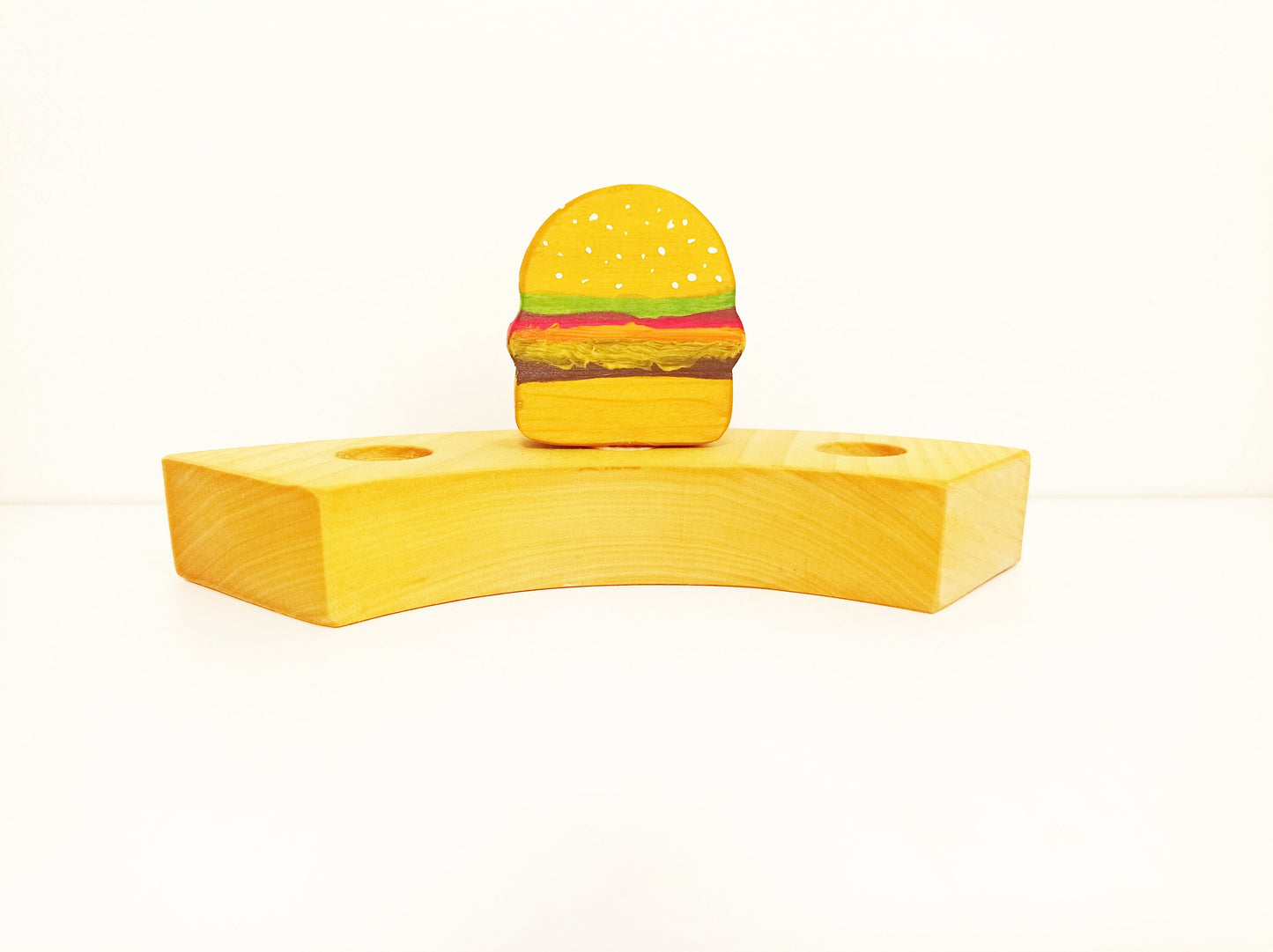 Hamburger waldorf celebration ring ornament, birthday ring ornament, waldorf food inspired burger ornament, birthday decoration, jaar ring