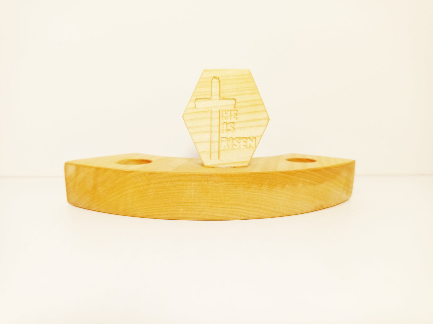 He is risen waldorf inspired celebration ring ornament, waldorf wooden lent ornament, waldorf easter seasonal table, he is risen ornament