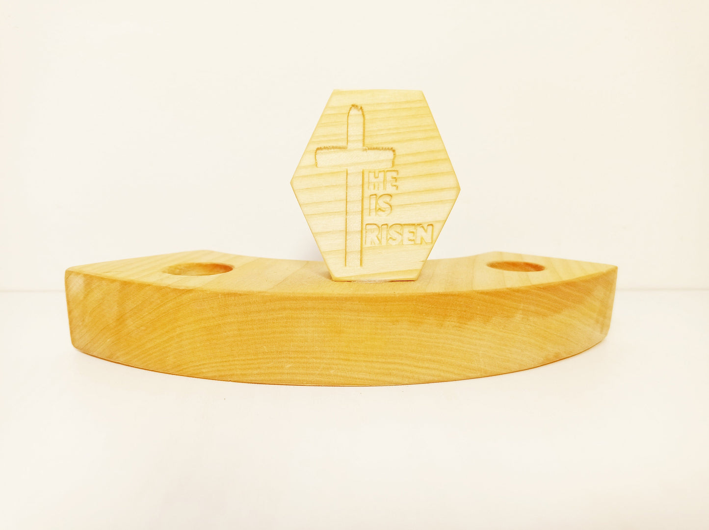 He is risen waldorf inspired celebration ring ornament, waldorf wooden lent ornament, waldorf easter seasonal table, he is risen ornament