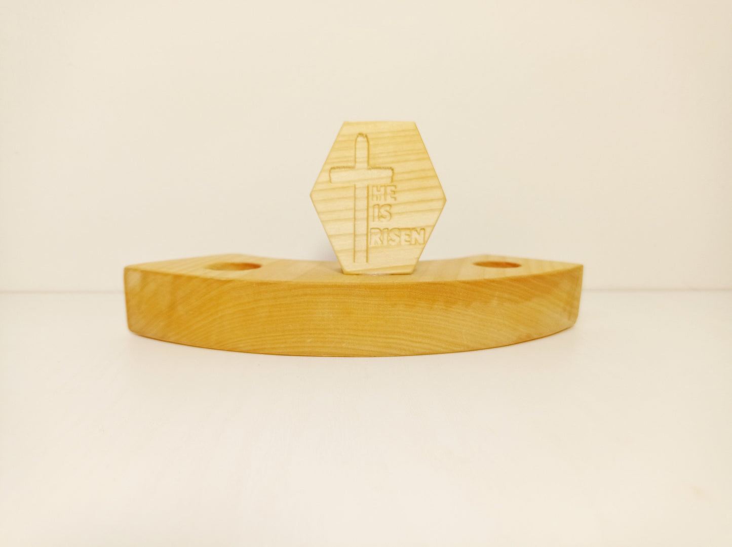 He is risen waldorf inspired celebration ring ornament, waldorf wooden lent ornament, waldorf easter seasonal table, he is risen ornament