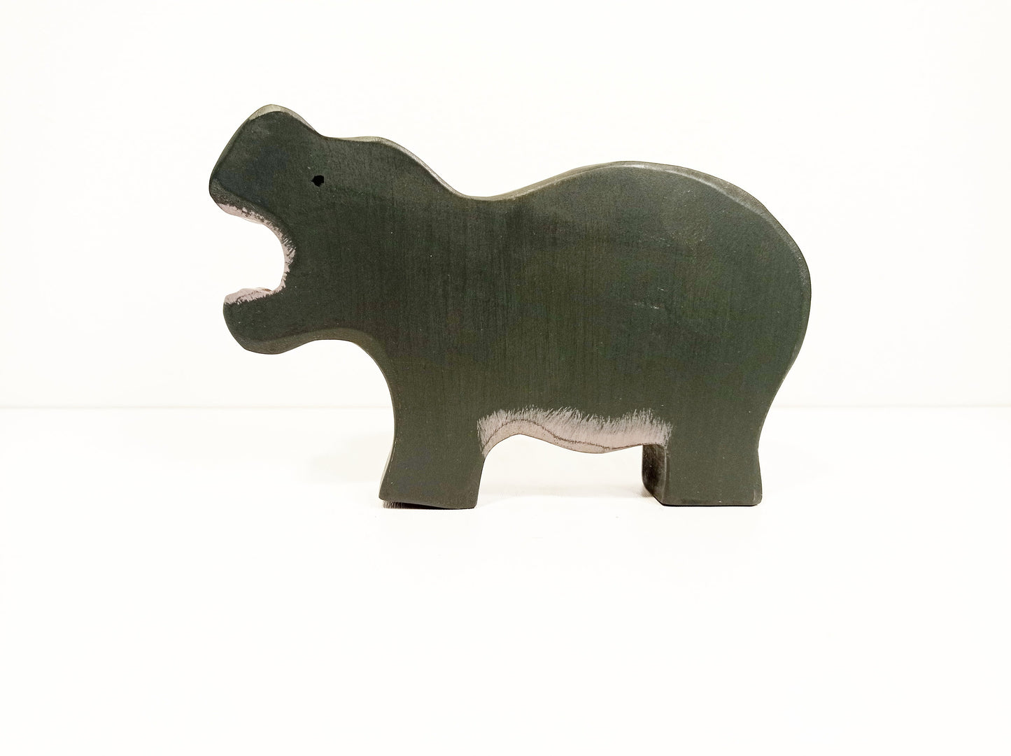 Hippo wooden toy, waldorf inspired wooden hippo safari animals toy, birthday christmas gift for kids and toddlers, imaginative play
