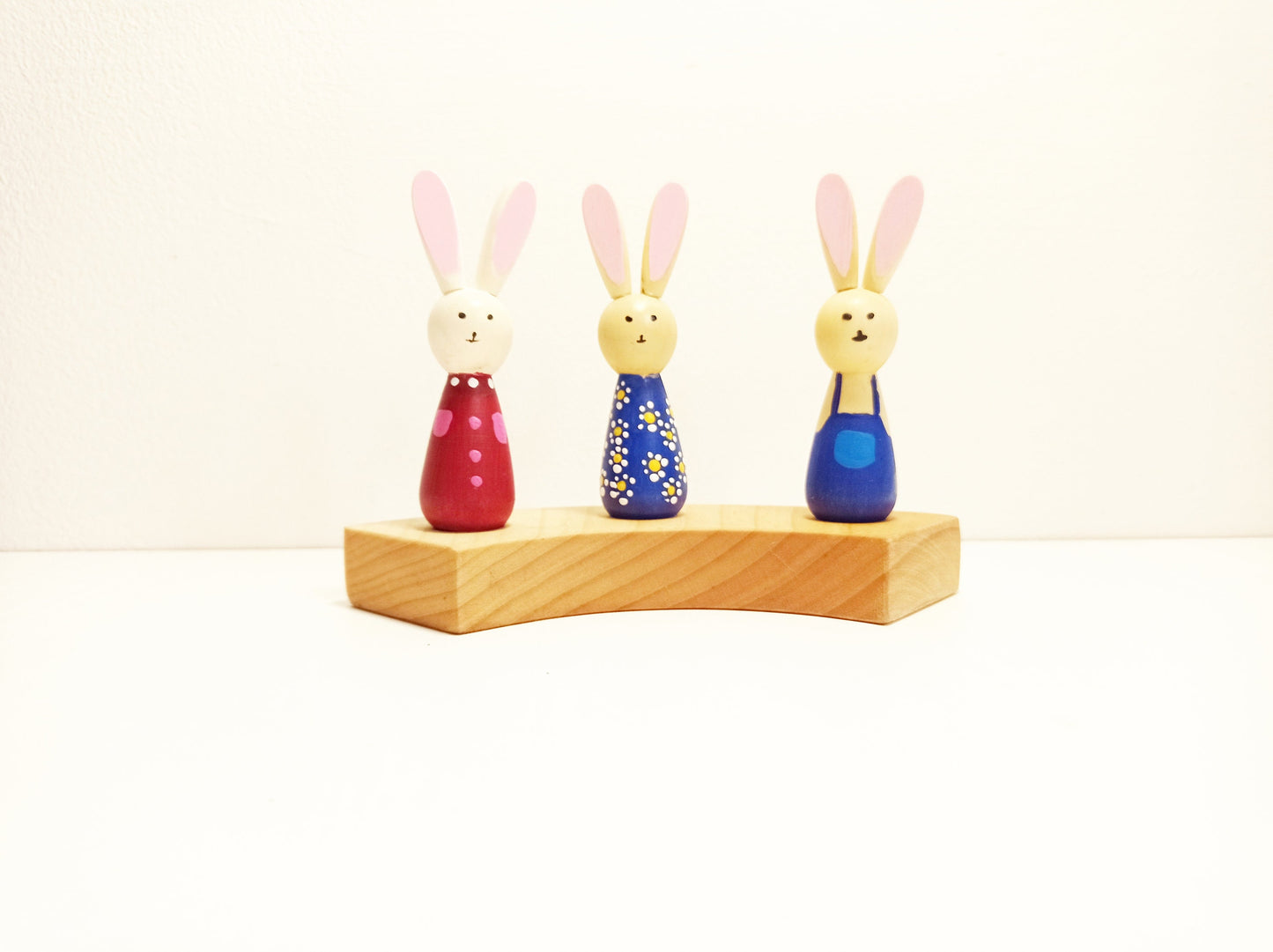 Three bunny birthday ring ornament set rabbit waldorf decoration, waldorf ring ornament, waldorf decor, birthday ring rabbit ornament easter
