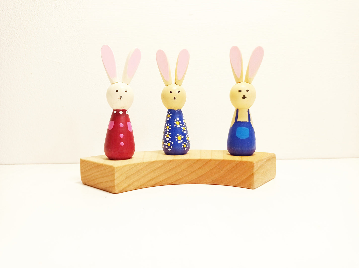 Three bunny birthday ring ornament set rabbit waldorf decoration, waldorf ring ornament, waldorf decor, birthday ring rabbit ornament easter