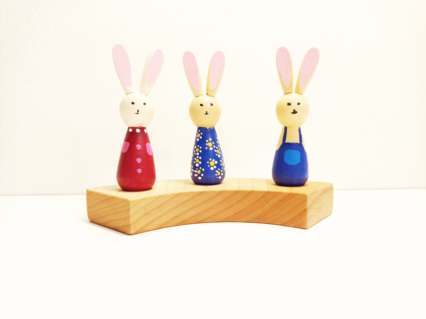 Three bunny birthday ring ornament set rabbit waldorf decoration, waldorf ring ornament, waldorf decor, birthday ring rabbit ornament easter