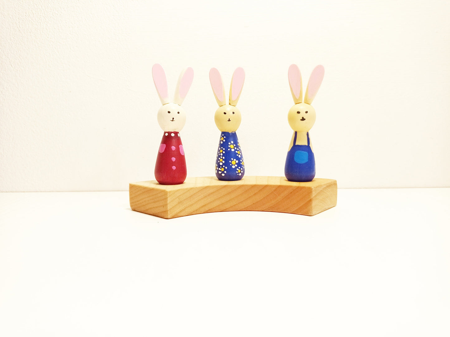 Three bunny birthday ring ornament set rabbit waldorf decoration, waldorf ring ornament, waldorf decor, birthday ring rabbit ornament easter