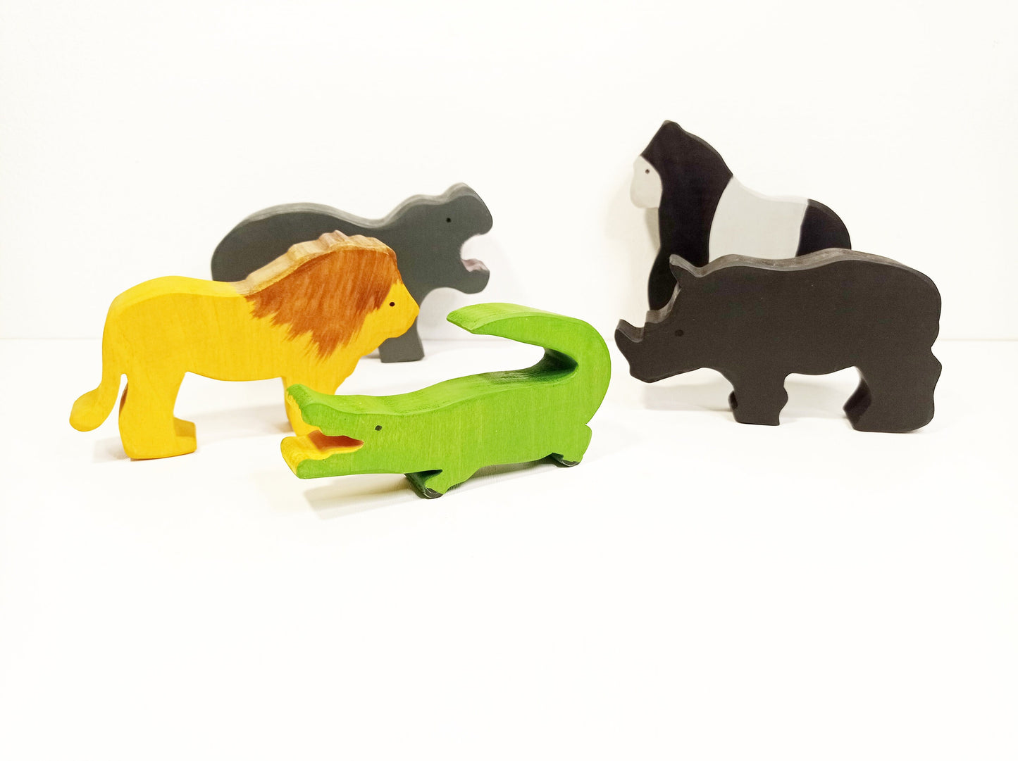 Waldorf inspired exotic safari animals toy set, waldorf wooden animals, open ended play set, christmas birthday gift for kids and toddlers