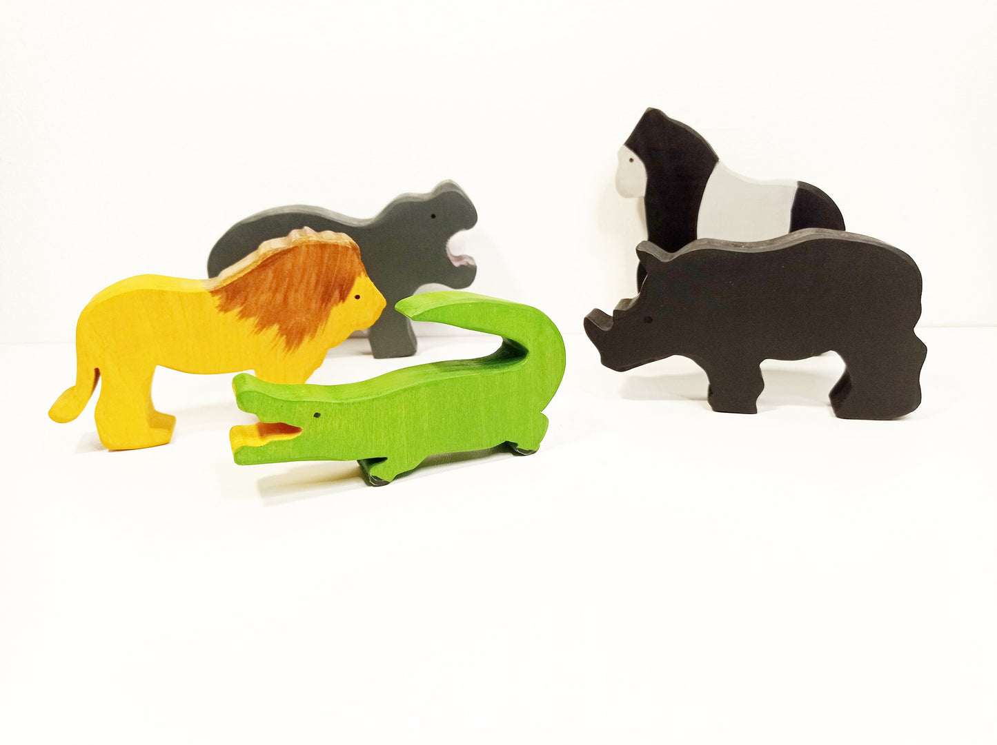 Waldorf inspired exotic safari animals toy set, waldorf wooden animals, open ended play set, christmas birthday gift for kids and toddlers