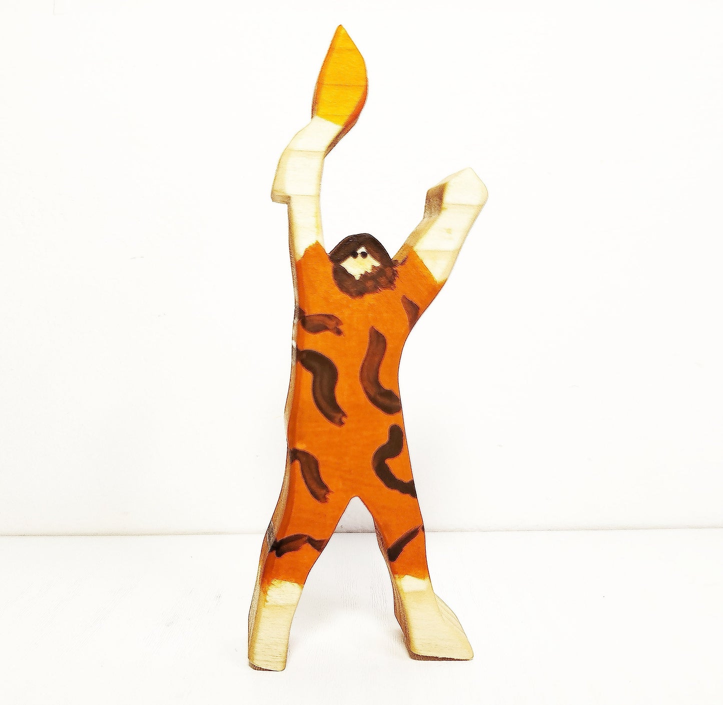 Caveman with fire wooden toy figurine, eco-friendly, heirloom quality waldorf prehistoric period toy, imaginative play, open ended kid gift