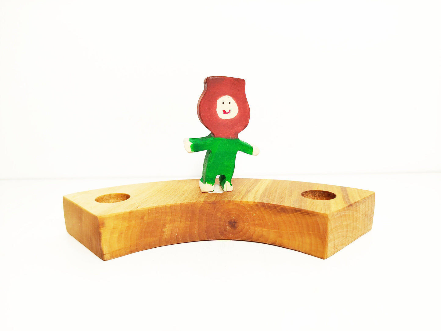 Flower child rose celebration ring ornament, waldorf wooden birthday ring decoration, flower kids wood ornament, seasonal table decoration