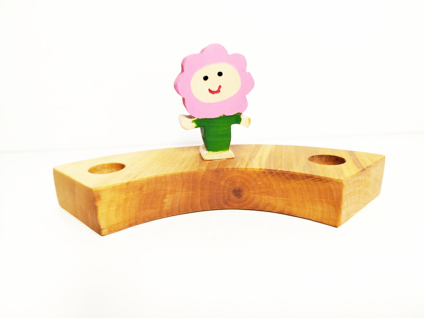 Flower child celebration ring ornament, waldorf wooden birthday ring decoration, flower kids wood ornament, seasonal table decoration
