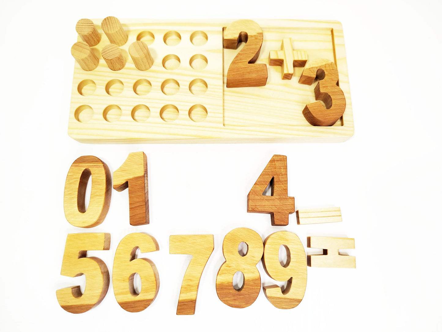 Wooden number board, Montessori counting tracing board, waldorf homeschool educational math number wooden tray, preschool activity