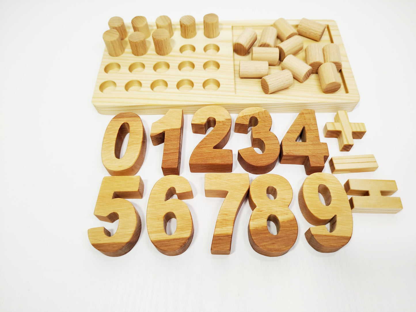 Wooden number tray for counting and tracing activity