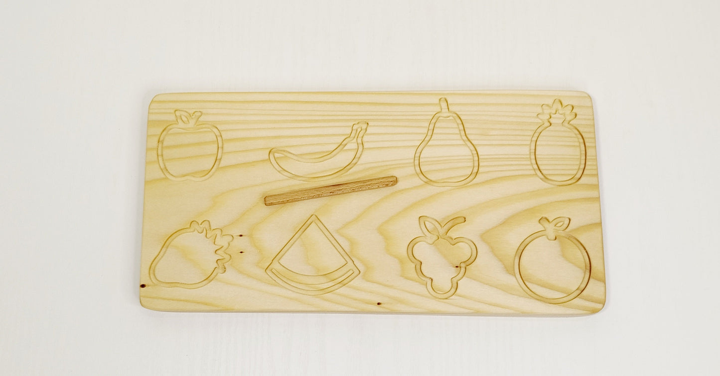 Wooden tracing board fruit shapes, prewriting tracing board, wooden educational montessori material, waldorf inspired, montessori inspired