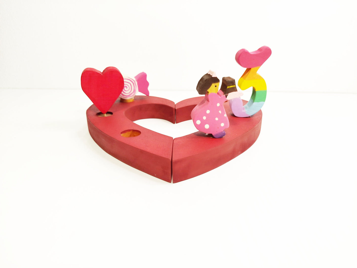 Heart waldorf birthday ring, celebration ring heart, waldorf ring, waldorf spiral, wooden birthday candle holder, seasonal table decor