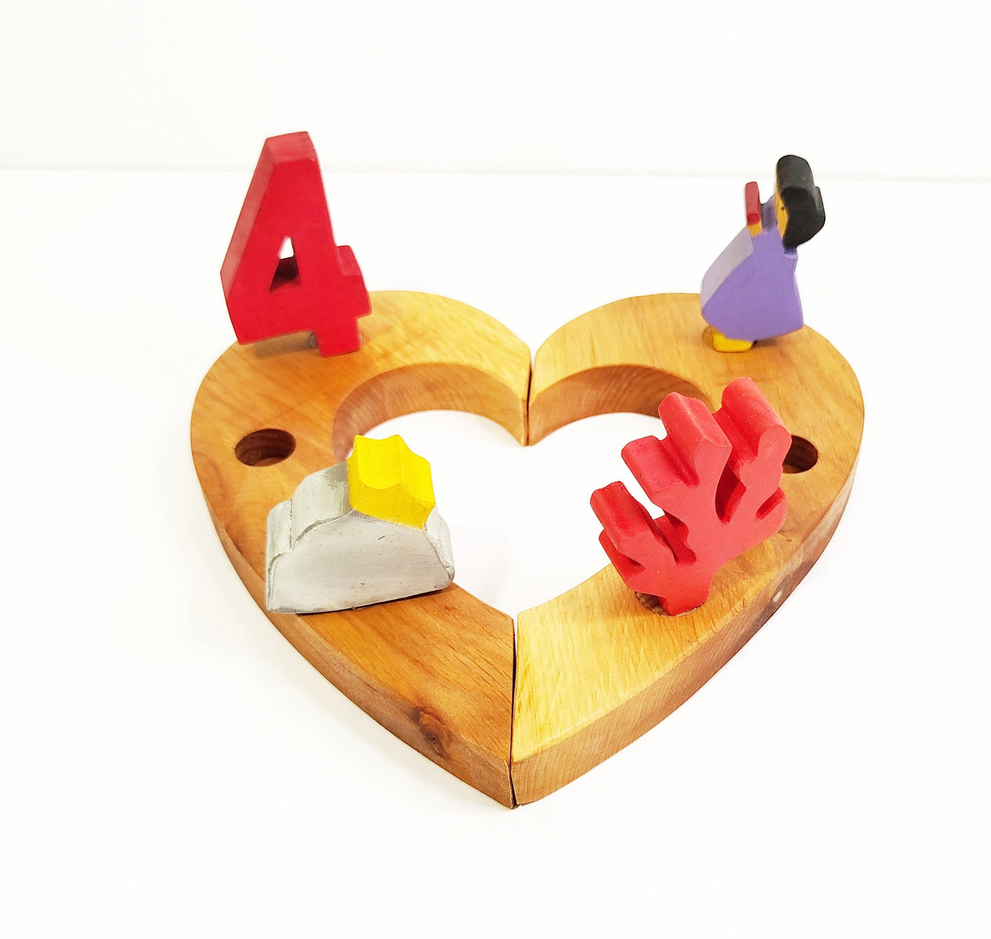 Waldorf heart shaped birthday ring, heart celebration ring,waldorf spiral, wooden birthday candle holder, seasonal table decor