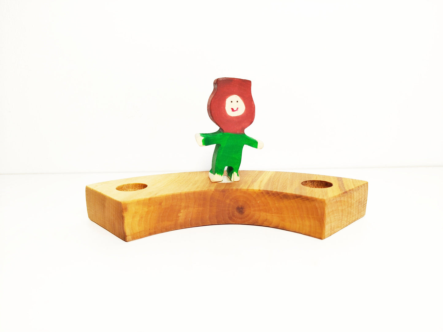 Flower child rose celebration ring ornament, waldorf wooden birthday ring decoration, flower kids wood ornament, seasonal table decoration