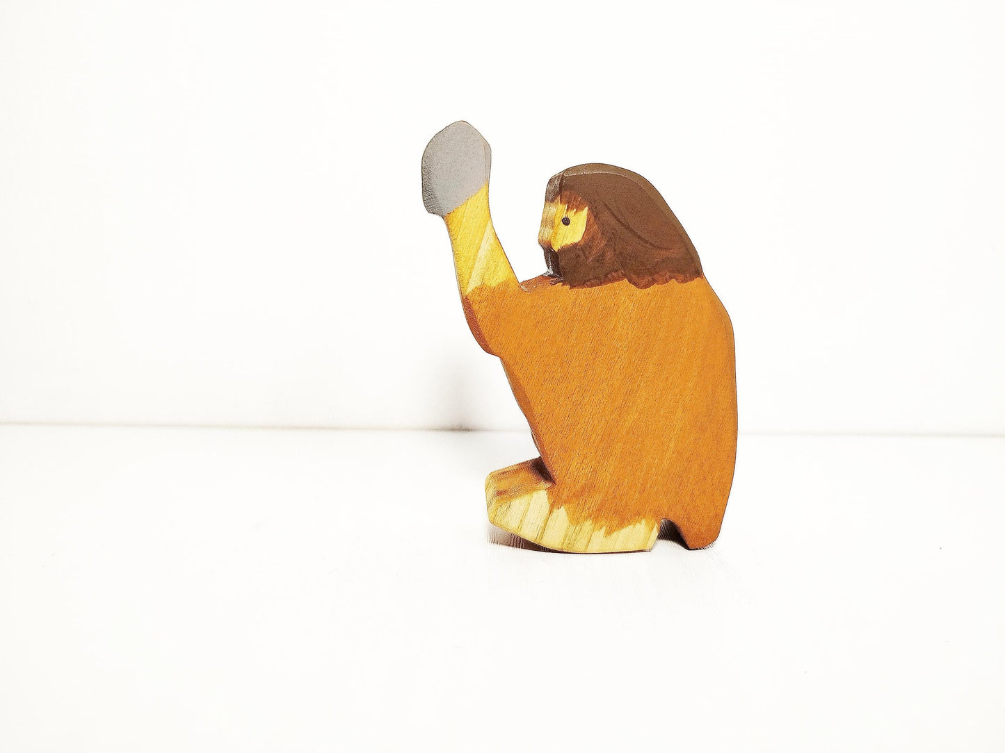 Caveman with rock and fire wooden toy figurine, eco-friendly, heirloom quality waldorf prehistoric toy, imaginative play, open ended gift
