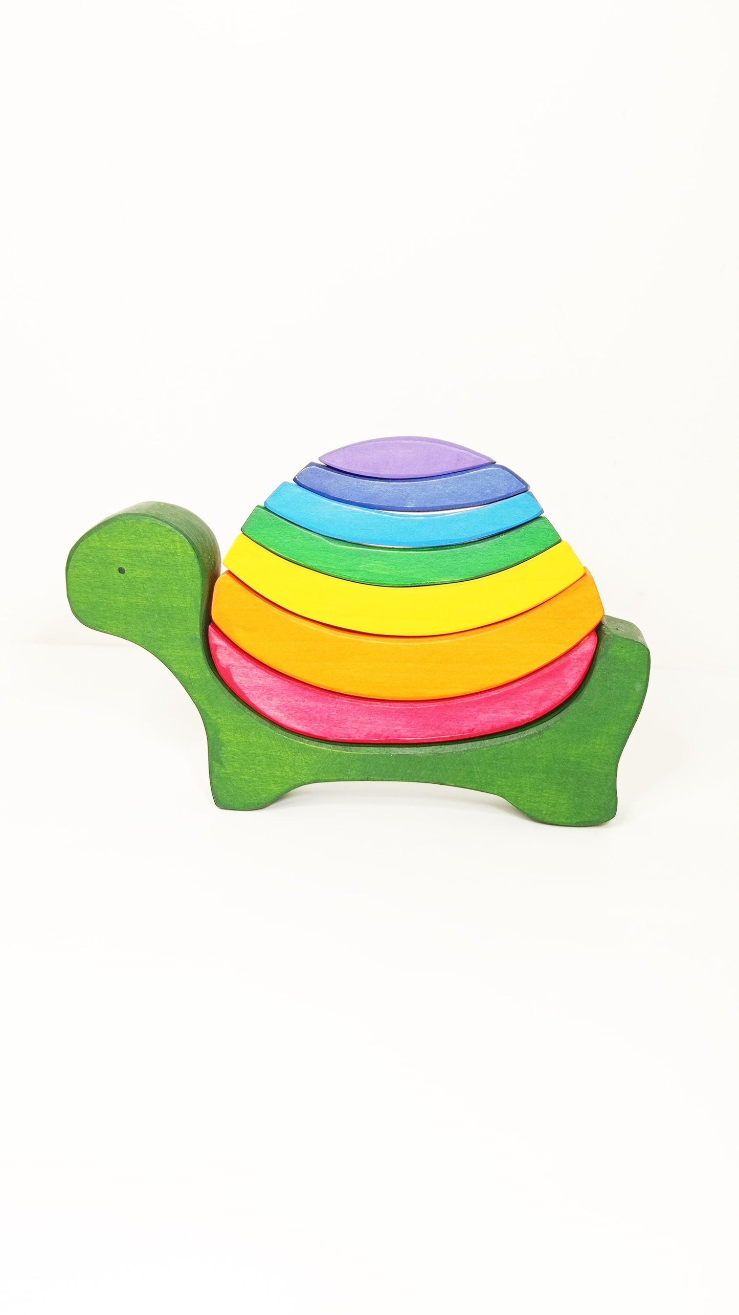 Rainbow stacking wooden turtle toy, rainbow stacker, wooden nesting toy, waldorf inspired, gift for babies, toddler, montessori wooden toy