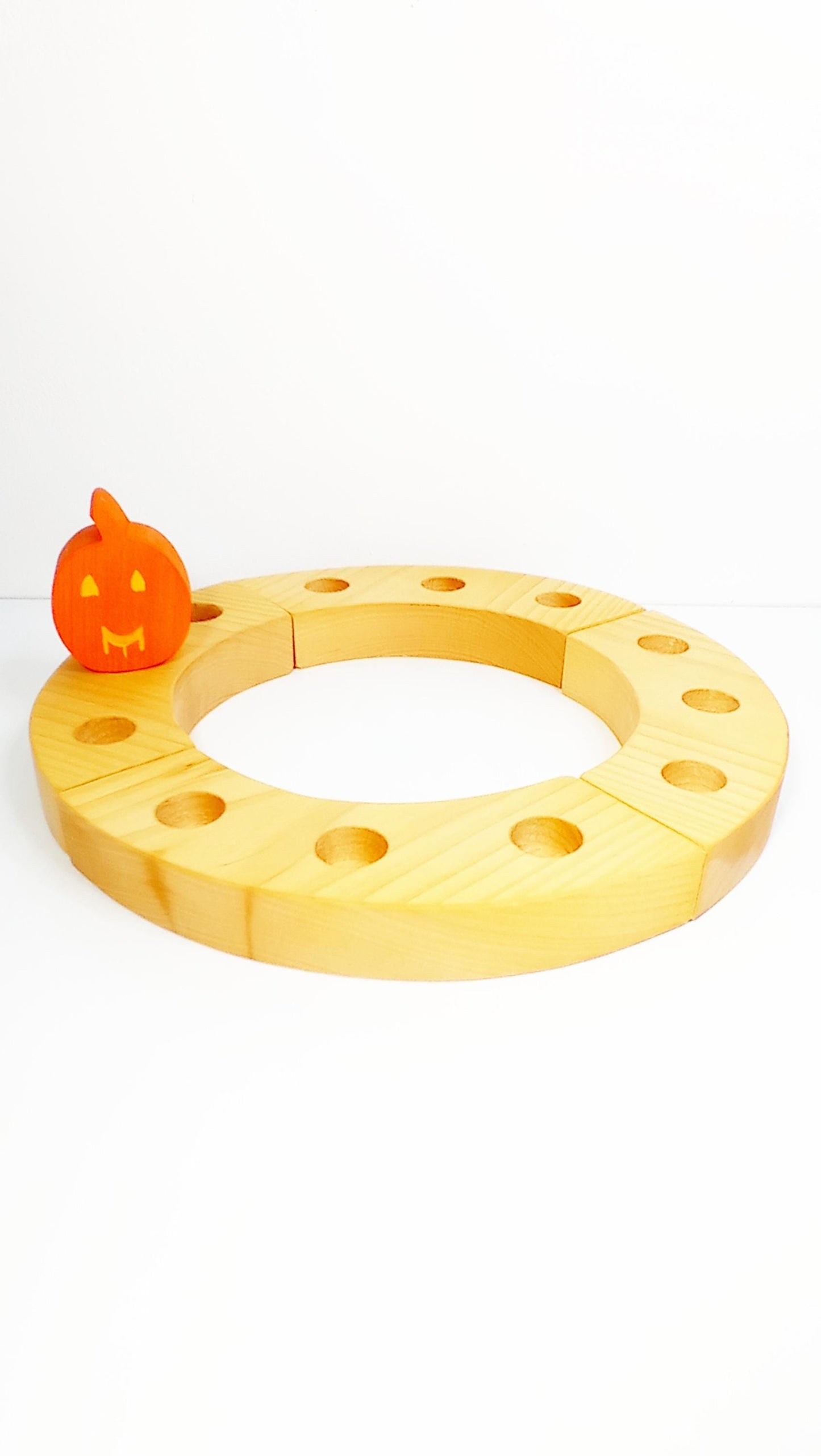 Halloween pumpkin birthday ring ornament, ring ornament, celebration ring ornament, waldorf ornament, waldorf inspired hallowee