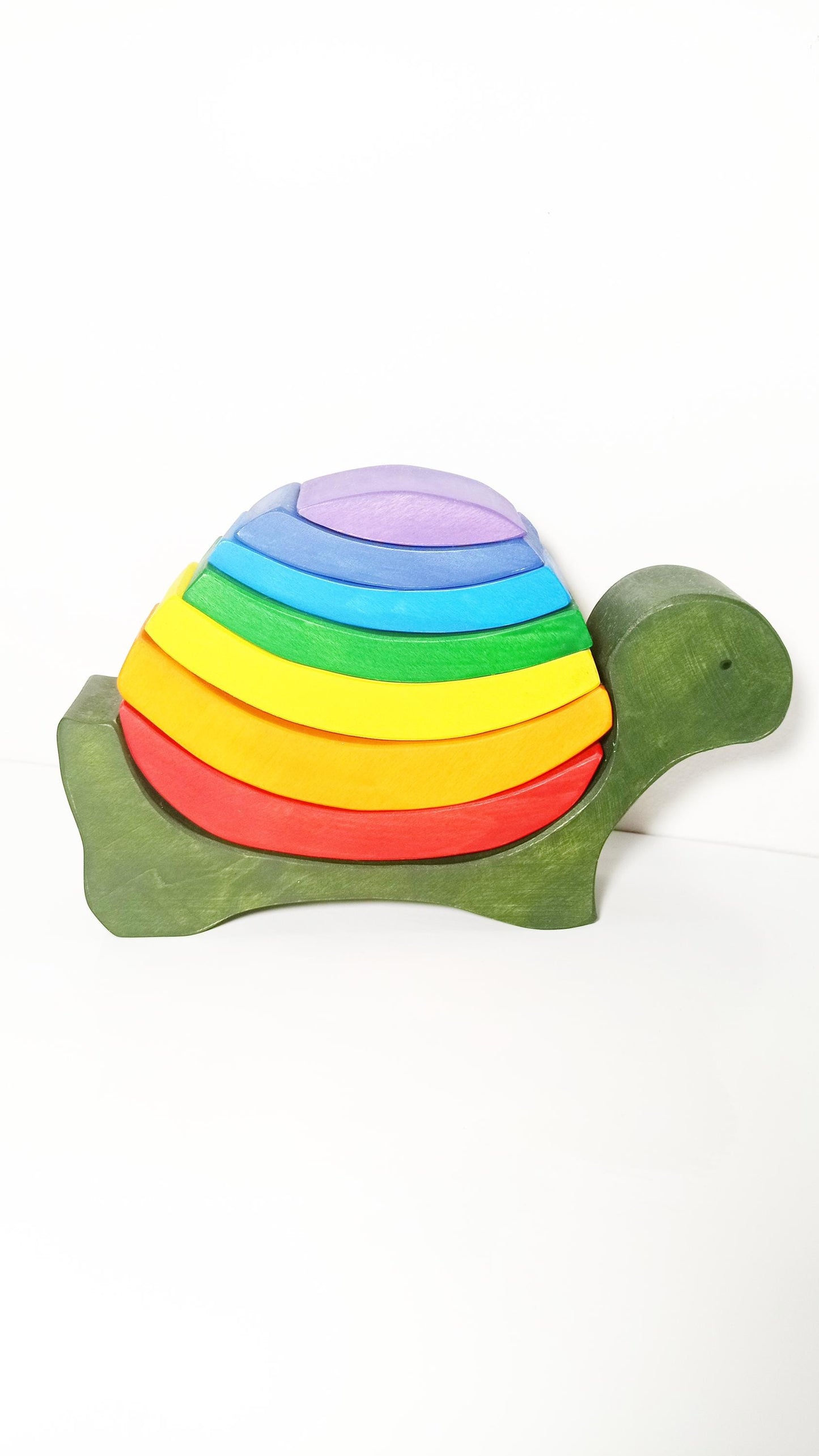 Rainbow stacking wooden turtle toy, rainbow stacker, wooden nesting toy, waldorf inspired, gift for babies, toddler, montessori wooden toy