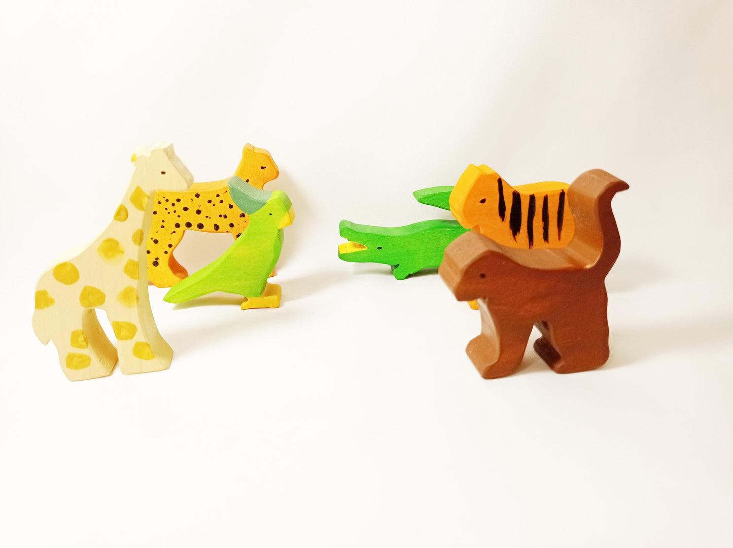 Exotic animals wooden toy set, waldorf inspired wooden animals, exotic animals play set, open ended play, christmas gift for kids, wood toy