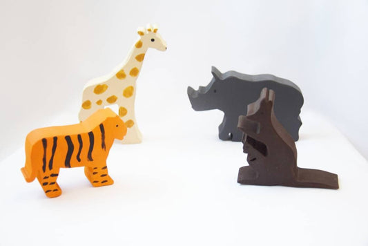 exotic animals, safari animals, wild animals, wooden animals, waldorf toy, wooden animals set, open end play, toddler toy, birthday gift