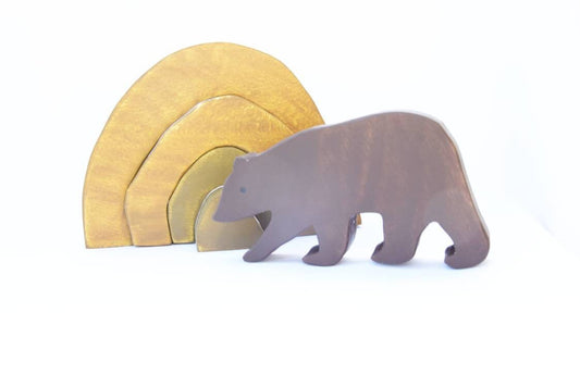 Bear cave wooden stacking toy set