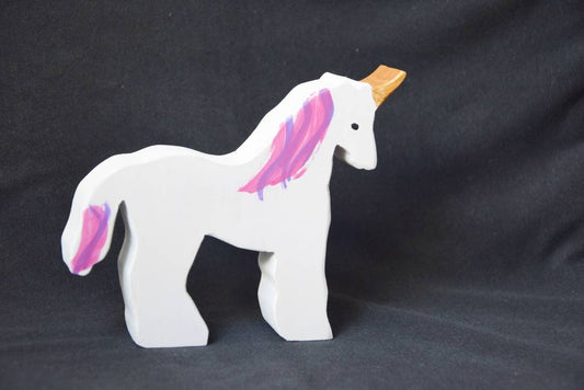 Unicorn wooden waldorf inspired toy, white unicorn toy, christmas birthday gift kids, open ended imaginative play wood toy, nursery decor