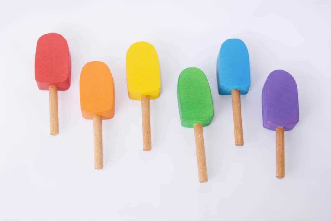 Play food ice-creams, wooden play food, ice-cream wooden play toy set, waldorf inspired, pretend play, play kitchen accessories, open ended