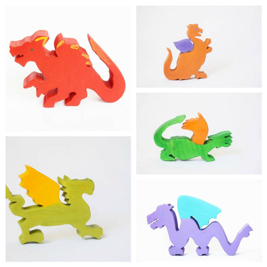 wooden dragons, dragon toy set, waldorf dragons, wooden waldorf toy, dragons, open ended play, wooden figures, gift for kids, wooden animals