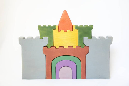 wooden castle, stacking wooden castle, stacking toy, wooden stacker, waldorf inspired, gift for kids,  christmas present, waldorf wooden toy