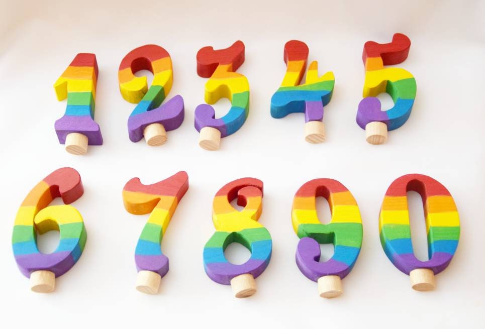 10 rainbow numbers ring ornaments set