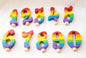 10 rainbow numbers ring ornaments set