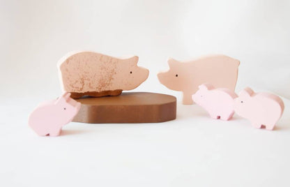 Pigs in mud wooden toy set, wooden animals, pretend play, open ended toys, waldorf inspired, waldorf wooden toys, imaginative play