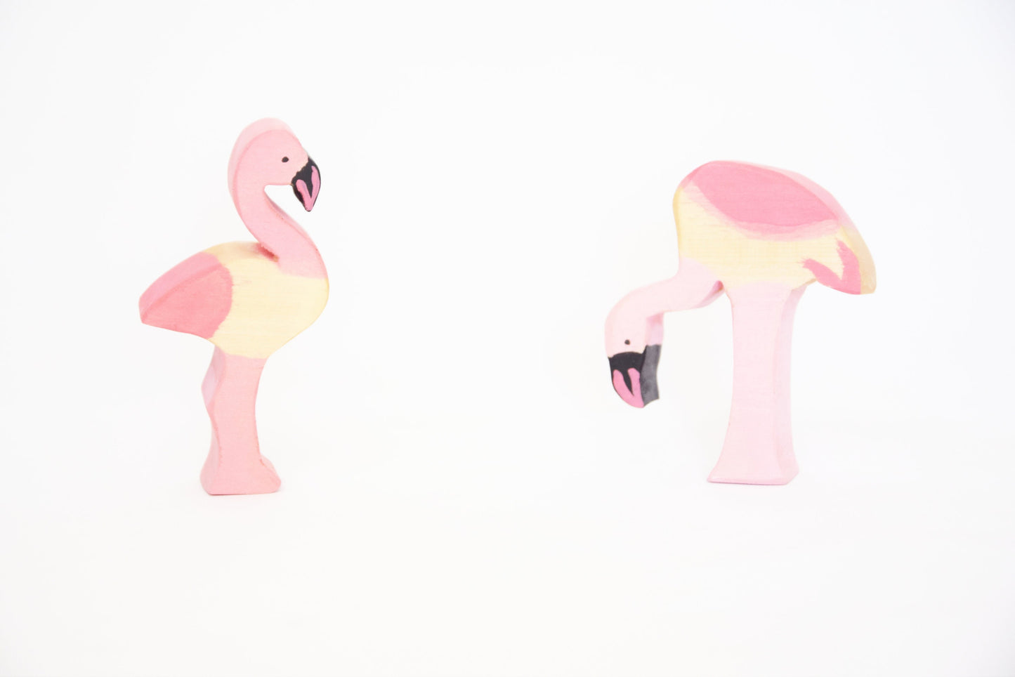 Two flamingos, wooden flamingos, exotic animals toy, waldorf inspired, small world play, open ended toy set, christmas gift, wooden animals