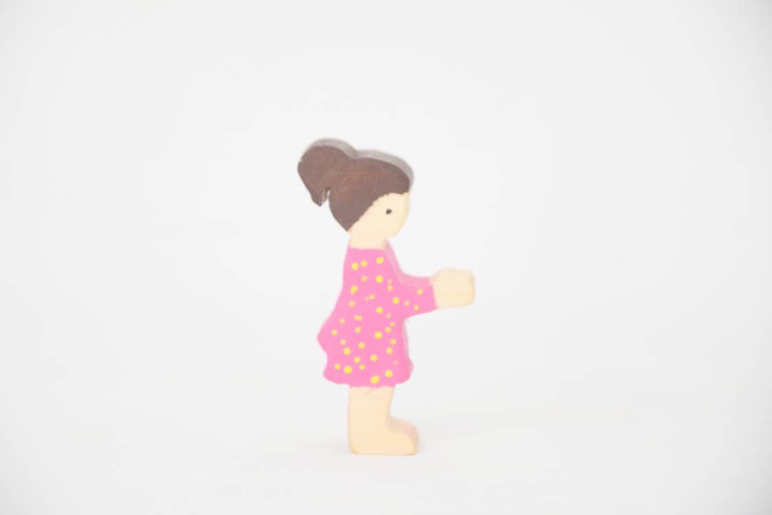 Girl wooden toy, waldorf people, pretend play, open ended toy set, small world wooden toy, waldorf inspired toy set, wooden people figurine