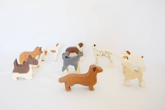 wooden dog toy set, wooden dog, waldorf toy set, wooden animals, christmas gift, dog toy, wooden dog figurine, waldorf animals, gift for kid