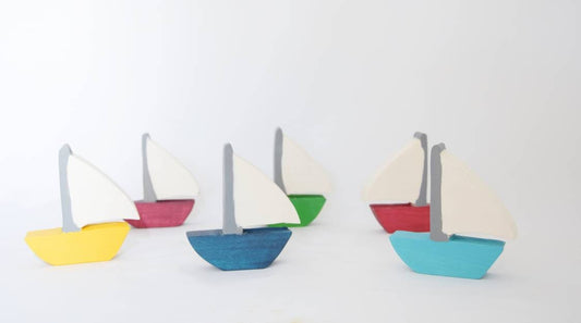 Wooden boats toy set, wooden boat toy, sailboat wooden toy set, imaginative play toy set, waldorf inspired, wooden eco toy, gift for kids