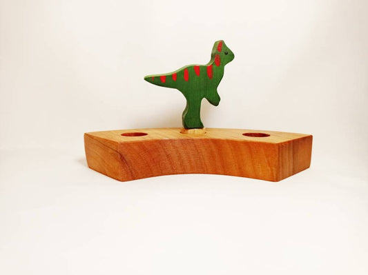 Allosaurus ring ornament, dinosaur birthday celebration ring ornament, waldorf ornament, waldorf inspired dino birthday ring ornament