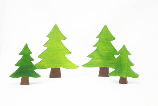 Fir tree wooden toy set, woodland toy set, evergreen tree waldorf inspired toy, imaginative play, open ended play, nature table display