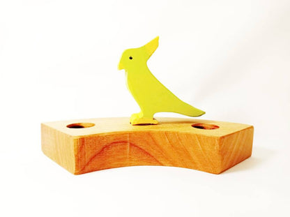 cockatoo parrot celebration ring ornament,  wooden birthday ring ornament, birds wooden waldorf ornaments, open ended play, nursery decor
