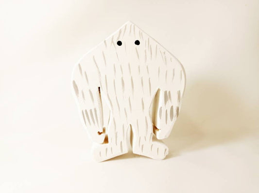 Snow creature wooden toy, wooden snow creature figurine, wooden decoration, waldorf wooden toy, pilar scene woodn toy set, snow man figurine