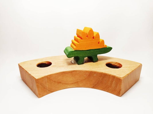 Stegosaurus celebration ring ornament, waldorf birthday celebration ring ornament dino, waldorf wooden dino, dinosaur ornament, wooden dino