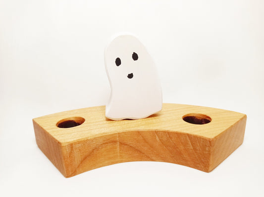 Ghost celebration ring ornament, halloween celebration ornament, waldorf birthday wooden ring, halloween decor, birthday ring ornament