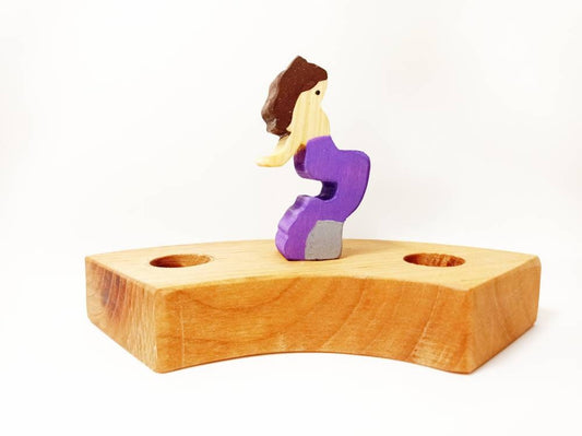 Mermaid on rock celebration birthday ring ornament, waldorf inspired birthday, wooden mermaid decor, waldorf inspired birthday tradition